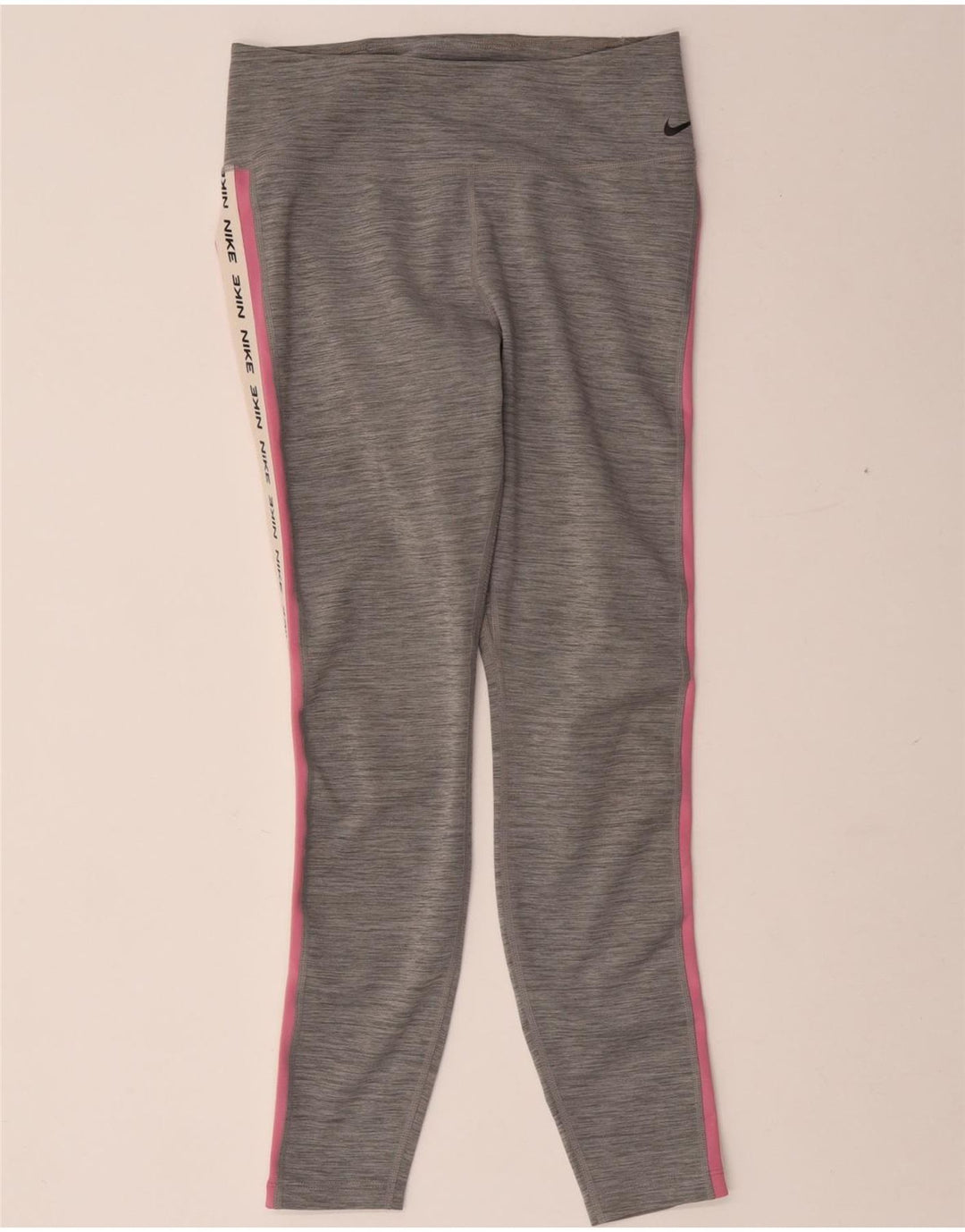 Leggings femininas Nike Dri Fit Graphic UK 12 poliéster manchado cinza médio
