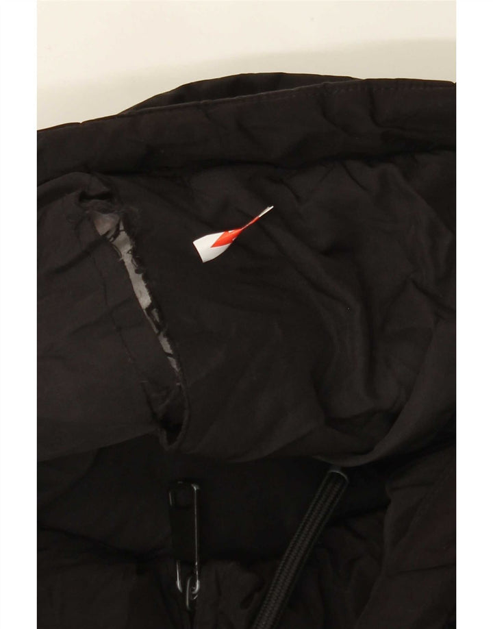 Jaqueta acolchoada com capuz grande Zara para mulher UK 14 poliéster preto médio