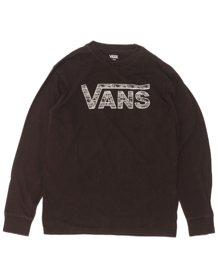 Vans Mens Graphic Top Manga Longa Pequeno Algodão Preto