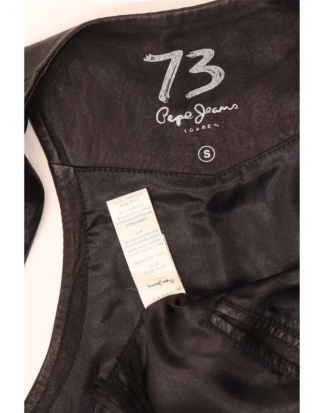 Colete de couro feminino PEPE JEANS UK 10 pequeno cowboy de couro preto