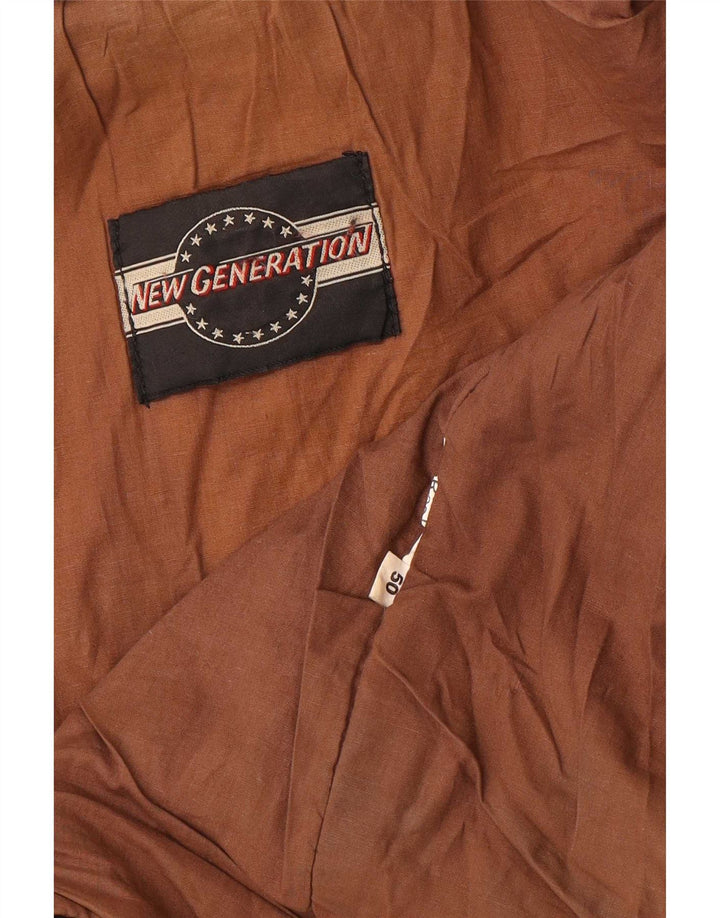 Jaqueta de couro masculina vintage IT 50 grande preta