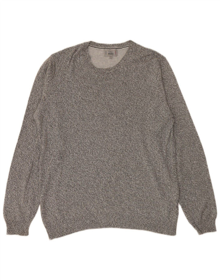 Suéter masculino Marks & Spencer com gola redonda, cinza médio manchado