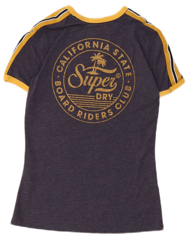 Camiseta feminina Superdry com estampa gráfica UK 6 XS azul marinho algodão