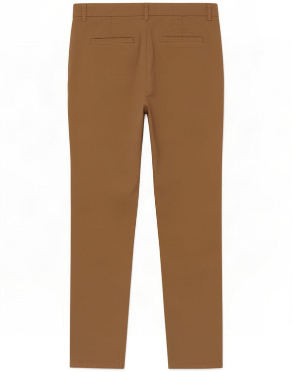Benetton Womens Slim Chino Calças UK 12 Médio W32 L28 Algodão Marrom