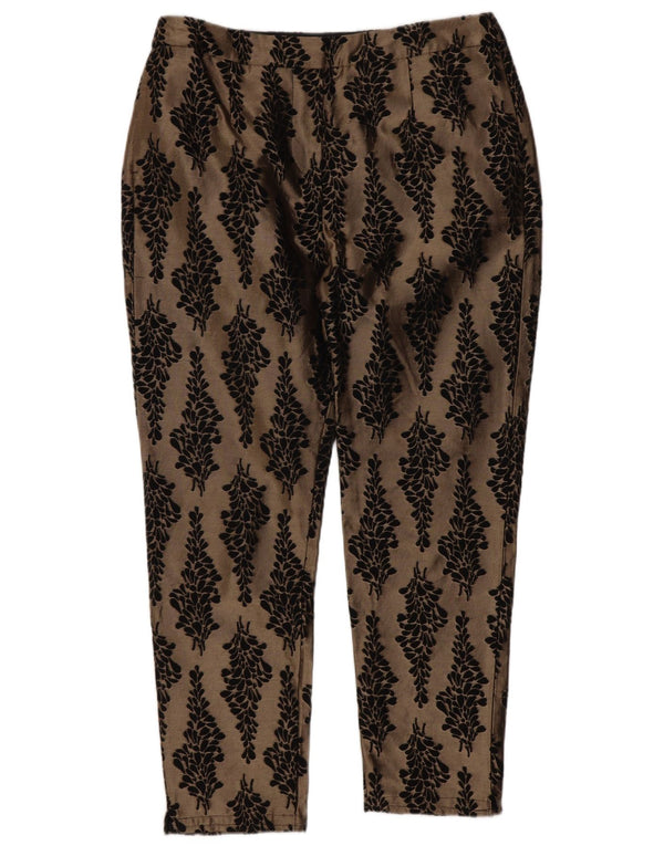 Calça feminina Boden UK 10 pequena W28 L24 algodão floral marrom