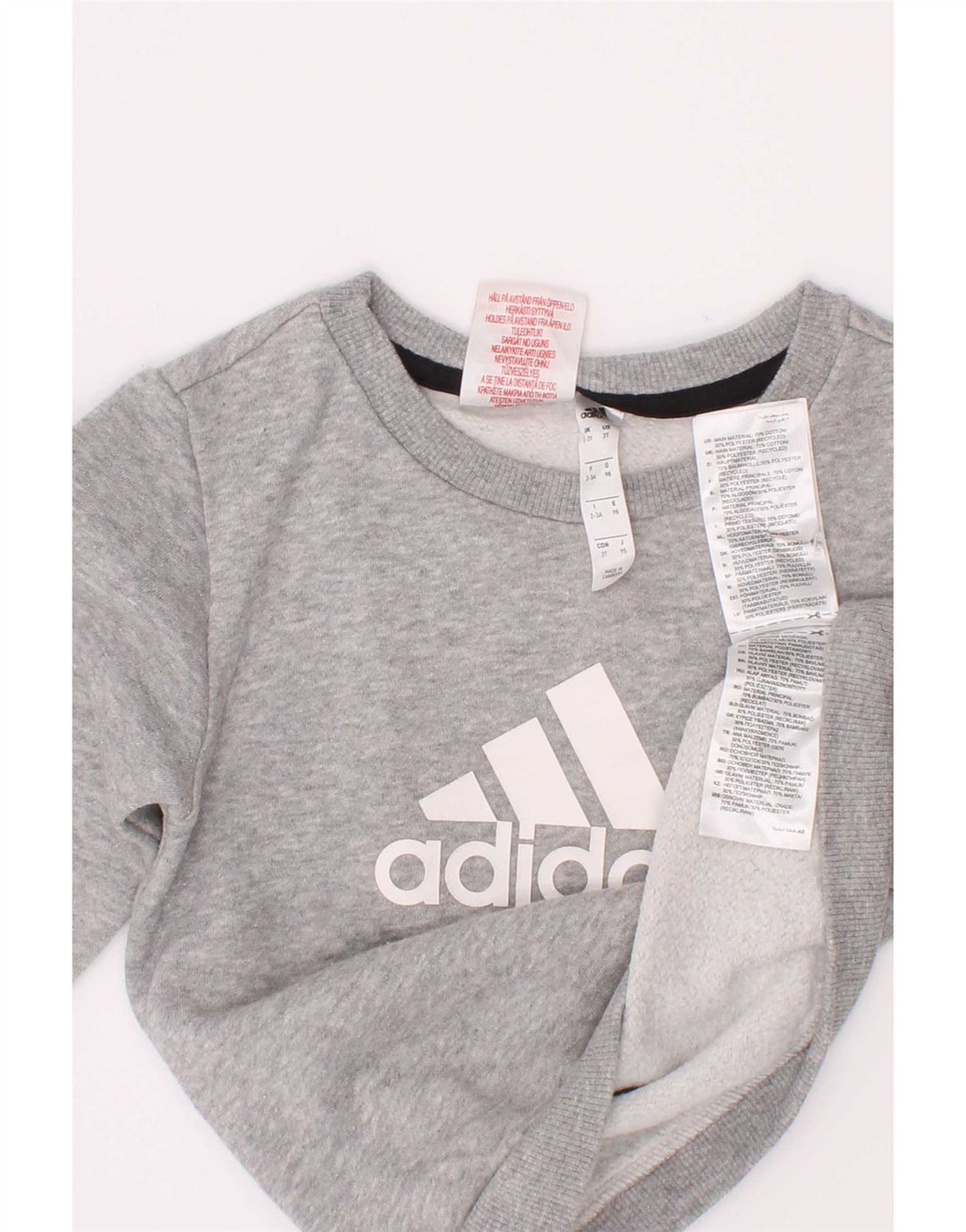 Suéter gráfico Adidas Meninos 2-3 anos algodão manchado cinza