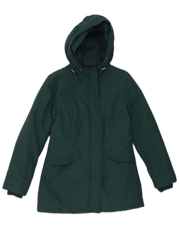 Jaqueta acolchoada com capuz feminino Rifle, ajuste solto, Reino Unido 6 XS, algodão verde