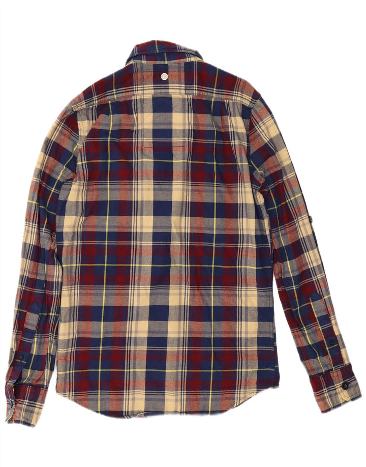 Camisa masculina Superdry de flanela pequena xadrez multicolorida de algodão