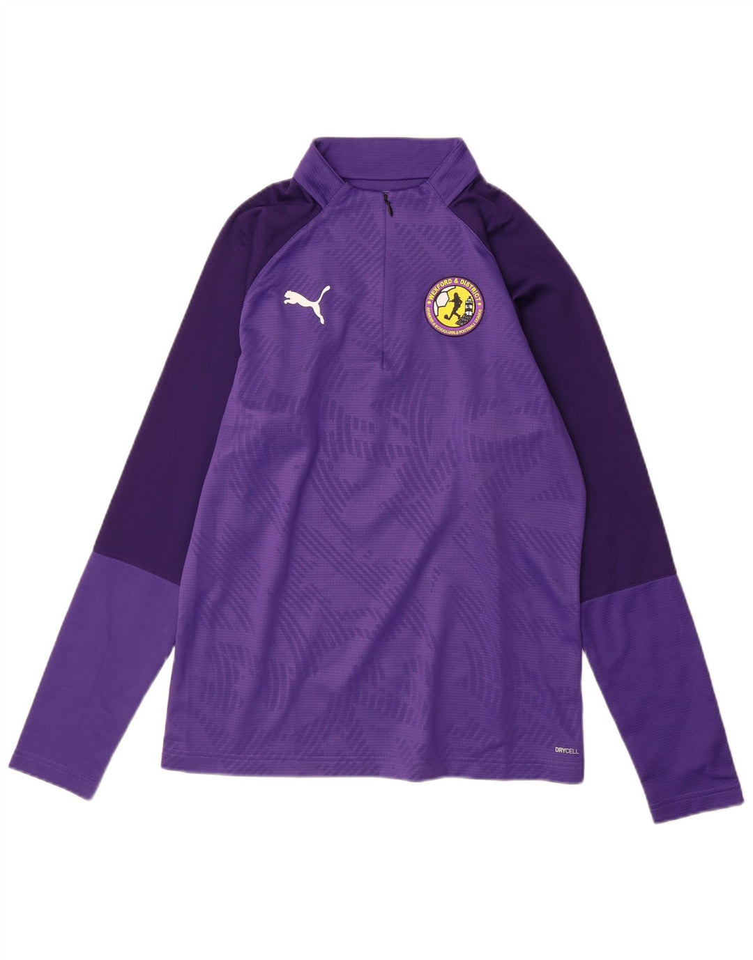 PUMA Mens Graphic Zip Neck Pulôver Treino Top Pequeno Roxo Geométrico