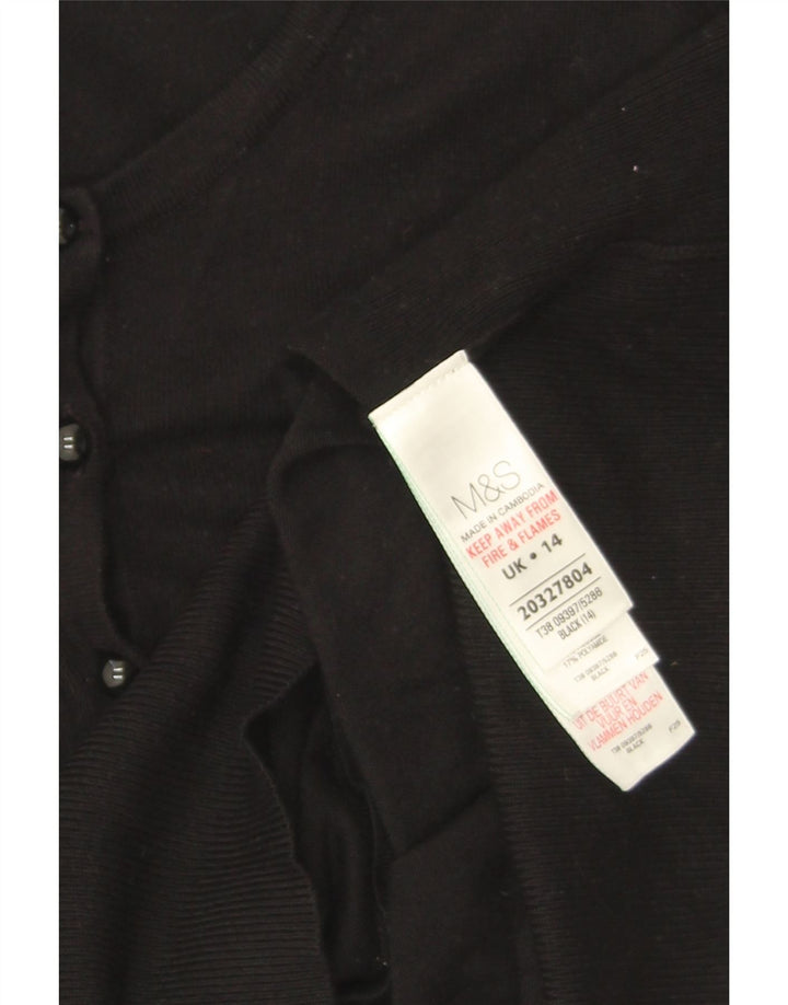 Suéter cardigã feminino Marks & Spencer UK 14 grande viscose preta