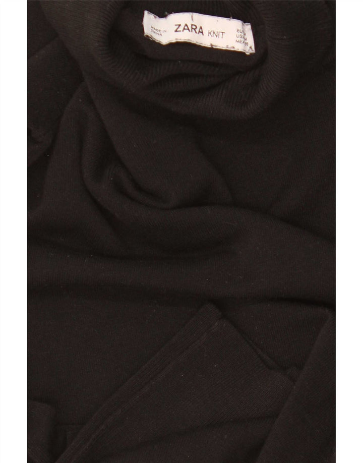 Zara Suéter feminino com gola redonda e gola alta Reino Unido 12 médio preto