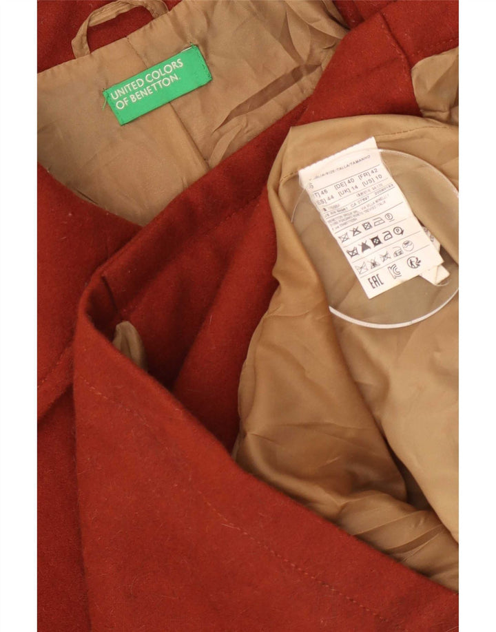 Casaco Pea Coat Feminino Benetton UK 14 Grande Lã Marrom