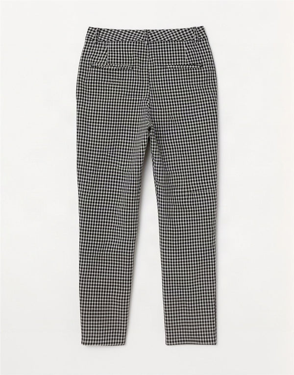 Zara Calça Chino Feminina Cintura Alta EU 40 Médio W30 L27 Preto Gingham
