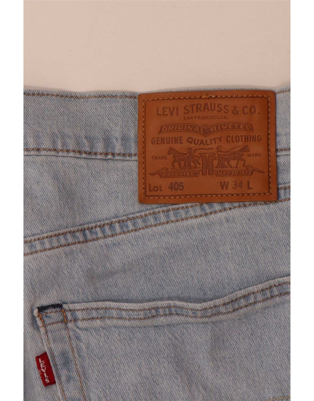Shorts jeans masculino 405 Levi's W34 grande algodão azul