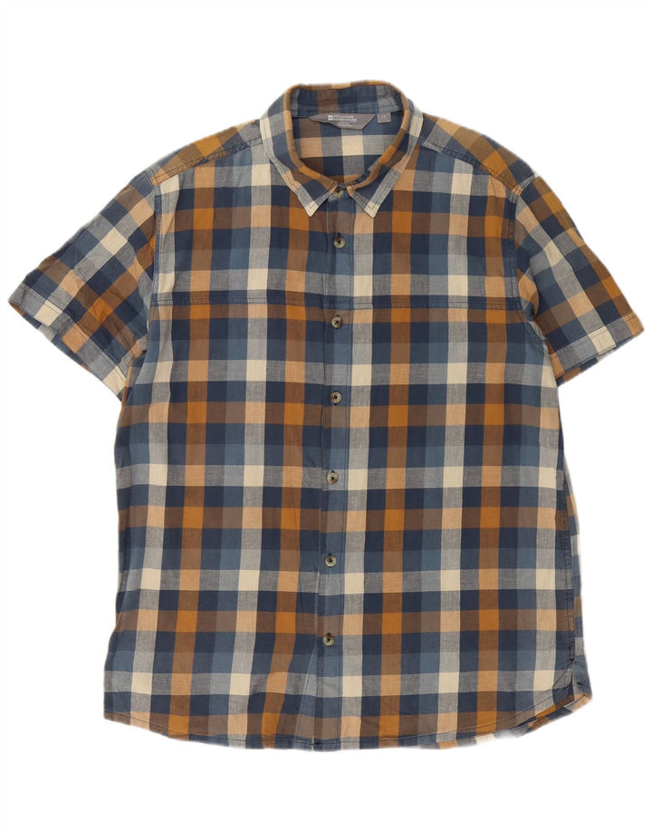 Camisa masculina de flanela de manga curta Mountain Warehouse grande xadrez azul marinho