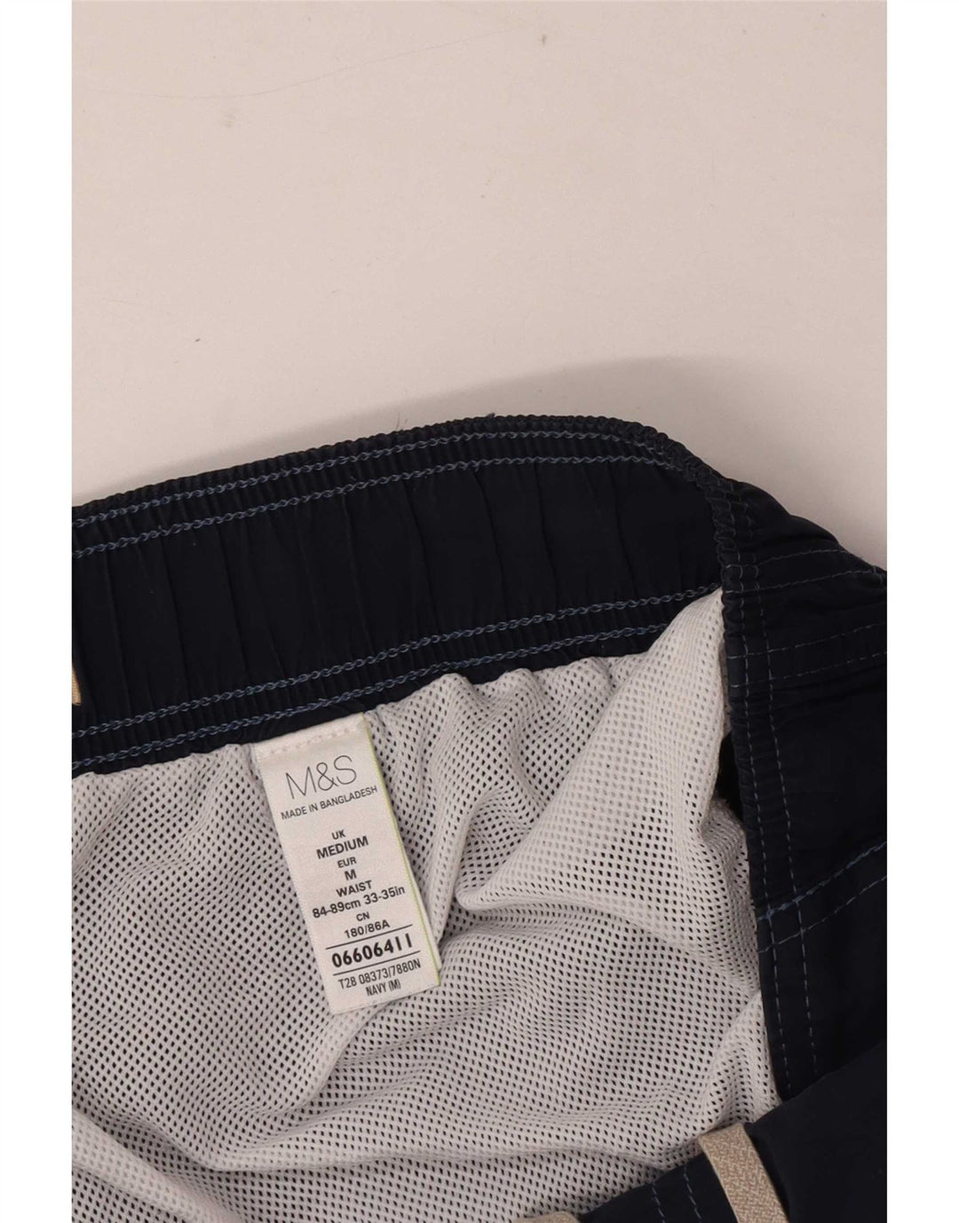 Shorts de natação masculino Marks & Spencer Cargo médio azul marinho algodão