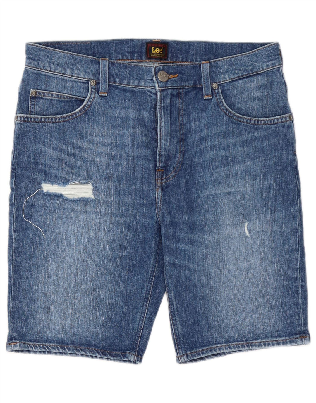Shorts jeans feminino Lee Rider Distressed W31 algodão azul médio