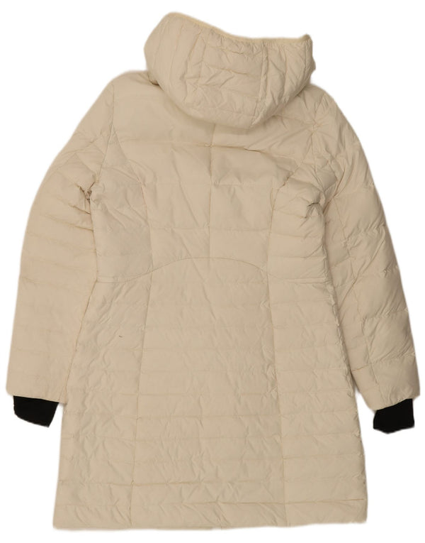 Casaco acolchoado com capuz feminino VINTAGE UK 14 poliéster branco médio