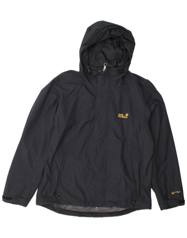 Jaqueta de chuva masculina JACK WOLFSKIN com capuz Reino Unido 40/42 grande poliamida preta