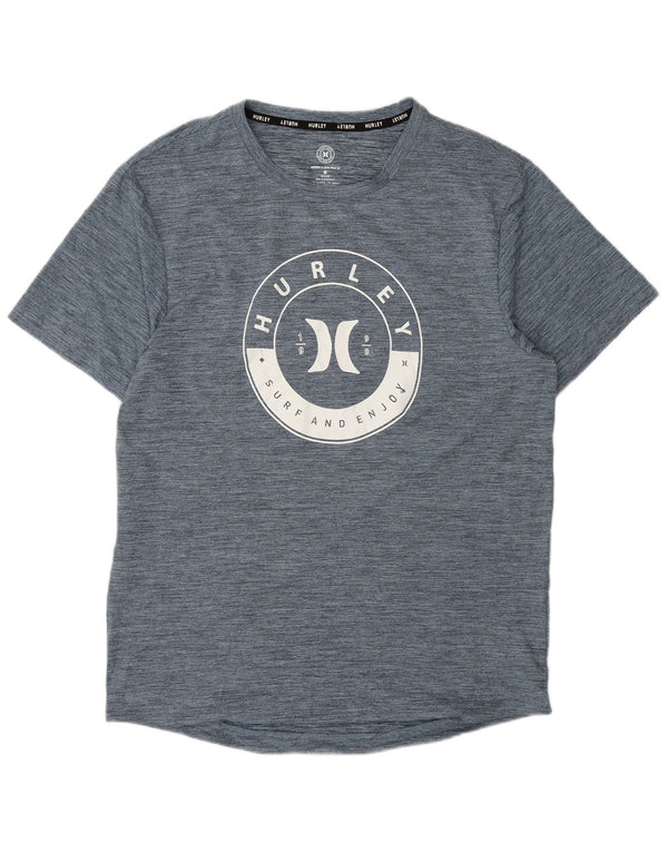 Camiseta masculina Hurley com estampa gráfica, poliéster manchado azul marinho médio