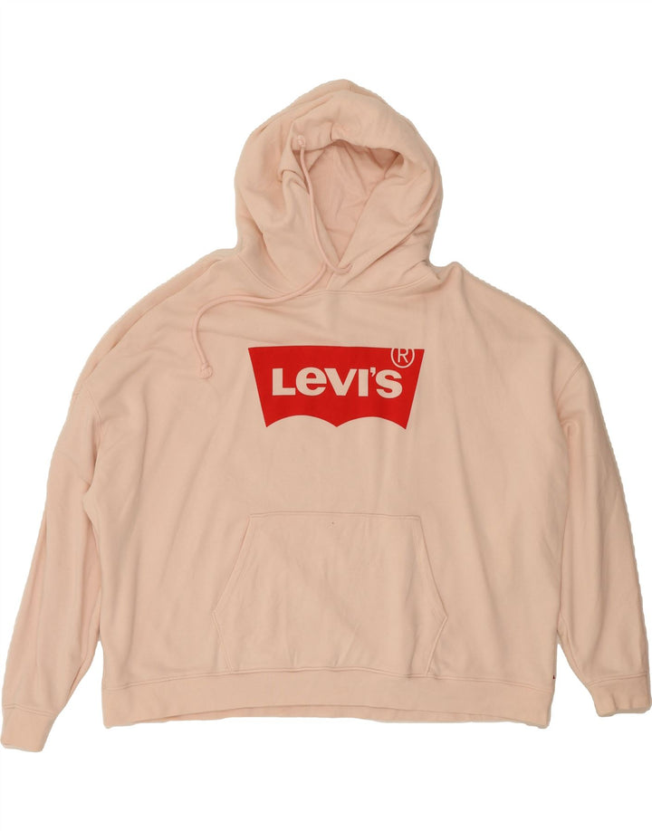 LEVI'S Womens Oversized Graphic Hoodie Jumper UK 22 3XL Pink Cotton Vintage Levi's and Second-Hand Levi's from Messina Hembry 