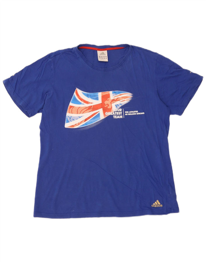 Adidas Mens Graphic T-Shirt Top Médio Algodão Azul