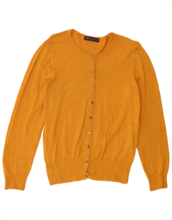 Suéter cardigã feminino Marks & Spencer Reino Unido 14 grande viscose bege