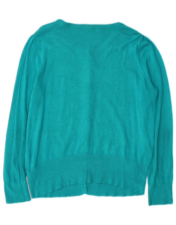 Suéter cardigã feminino Marks & Spencer Reino Unido 14 grande viscose turquesa