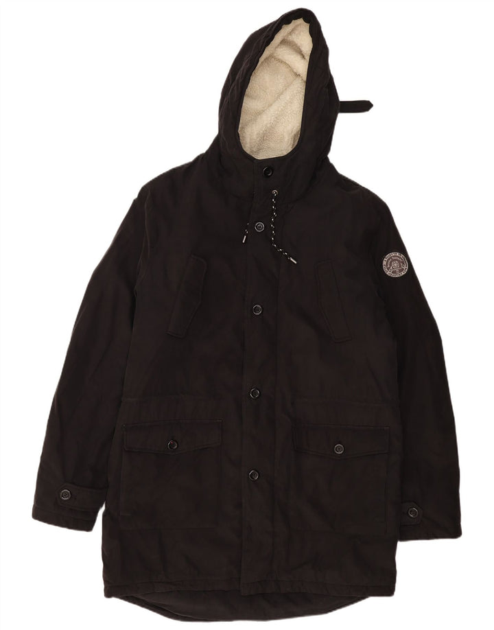 Jaqueta Parka masculina com capuz Bruno Banani UK 42 XL preta poliamida