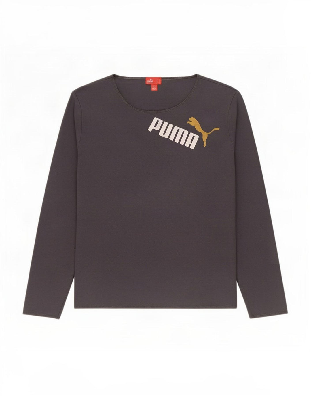 Puma Mulher Graphic Top Manga Longa UK 16 Grande Cinza