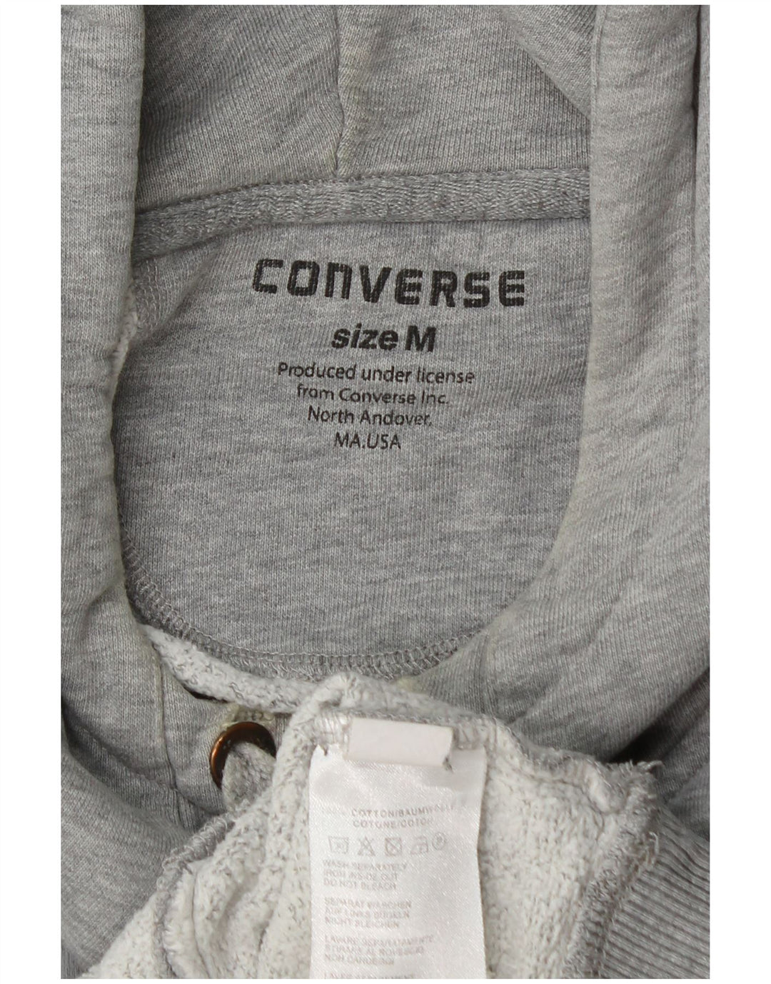 Suéter Converse masculino com capuz gráfico cinza médio algodão manchado