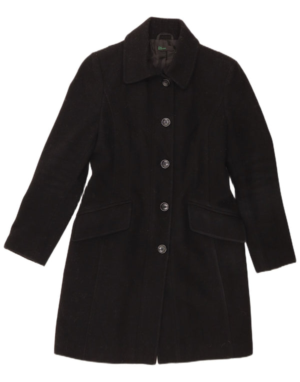 Sobretudo feminino Benetton UK 10 pequeno lã preta