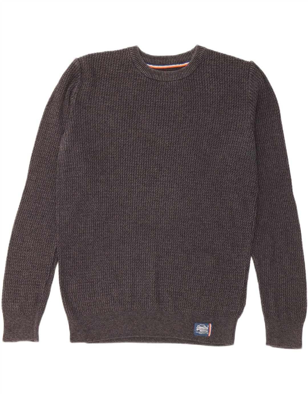 Suéter masculino Superdry com gola redonda e algodão cinza médio