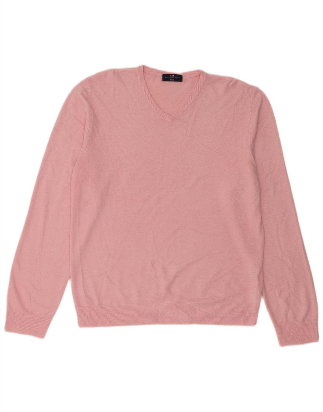 Suéter masculino Marks & Spencer Blue Harbor com decote em V grande acrílico rosa