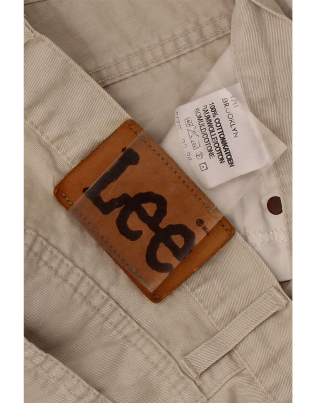 LEE Mens Brooklyn Straight Casual Trousers W33 L34 Beige Cotton Vintage Lee and Second-Hand Lee from Messina Hembry 
