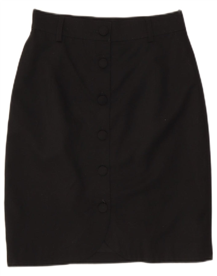 Saia lápis feminina vintage pequena W26 poliéster preto