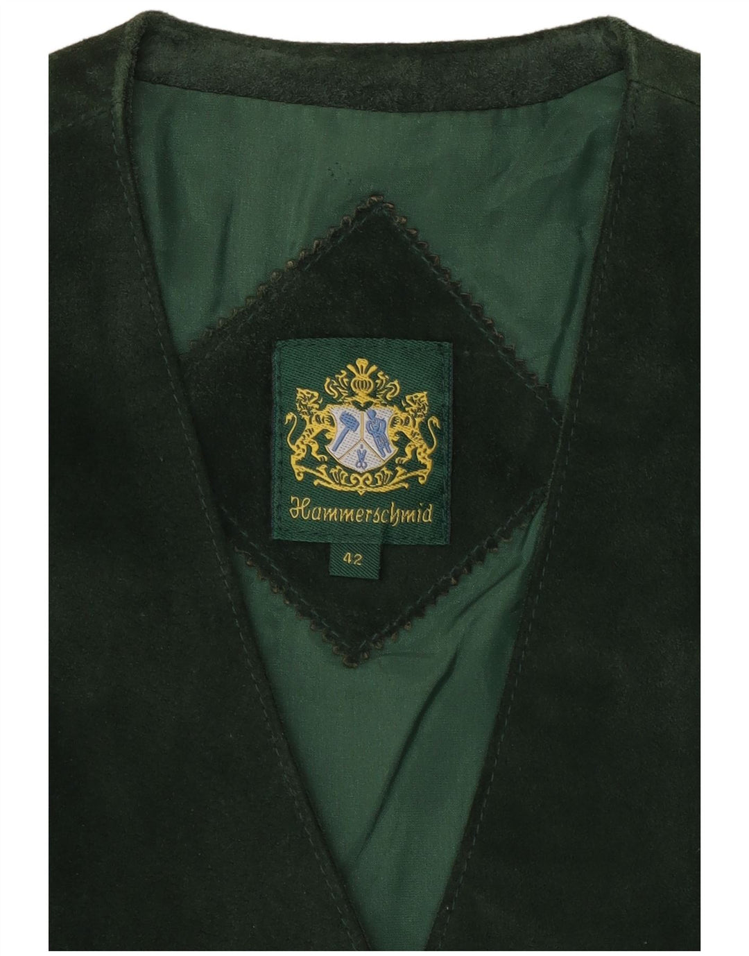 Colete feminino de camurça HAMMERSCHMID EU 42 grande couro verde