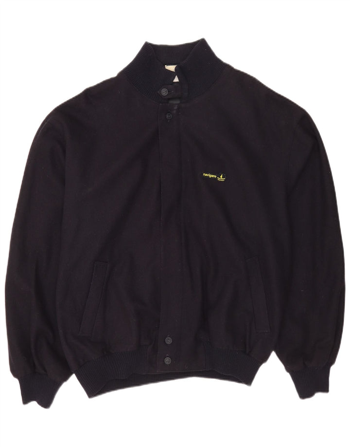 Jaqueta bomber masculina Navigare UK 40 grande lã azul marinho