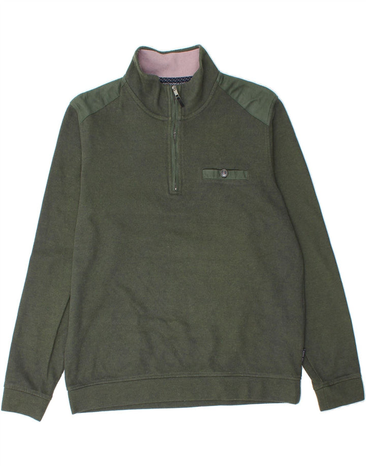 TED BAKER Womens Zip Neck Sweatshirt Jumper Size 4 Large Green Cotton Vintage Ted Baker and Second-Hand Ted Baker from Messina Hembry 