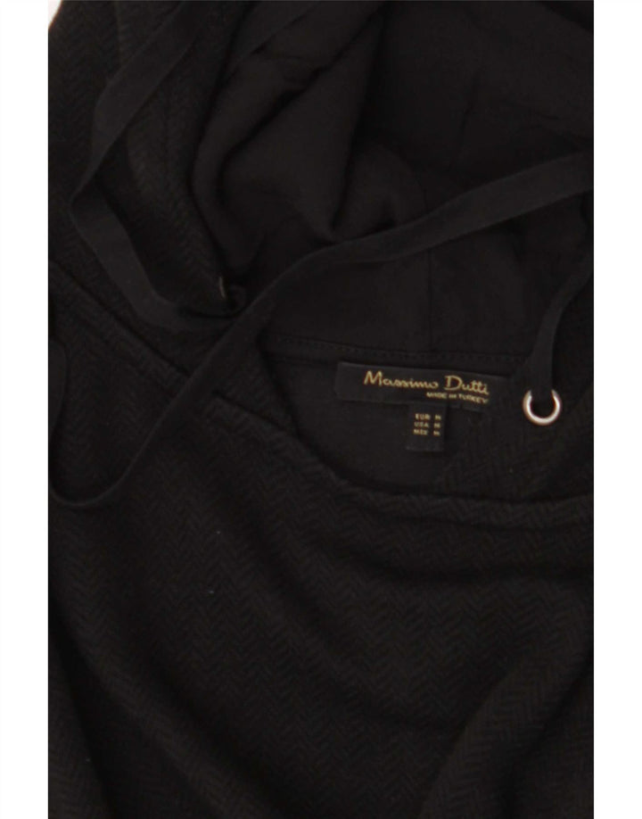 Massimo Dutti moletom com capuz feminino UK 14 espinha de peixe preto médio