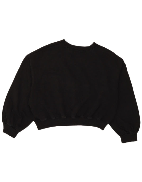 Zara Womens Crop Oversized Moletom Jumper Reino Unido 14 Médio Algodão Preto