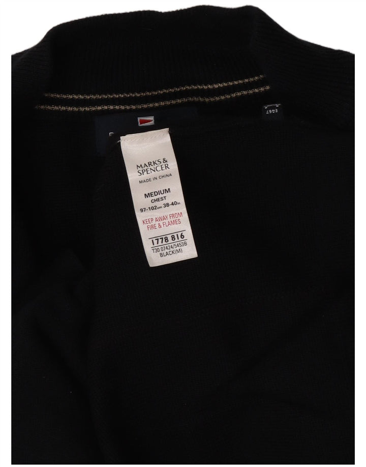 Suéter masculino Marks & Spencer Blue Harbor Cardigan médio algodão azul marinho
