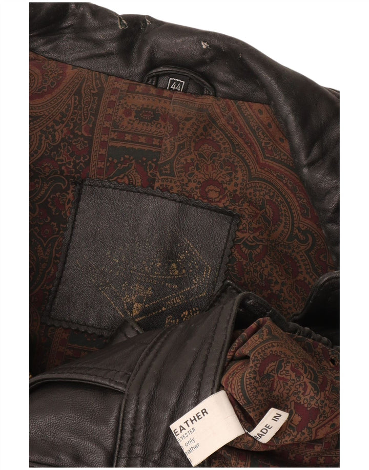 Jaqueta de couro masculina vintage UK 44 2XL couro preto
