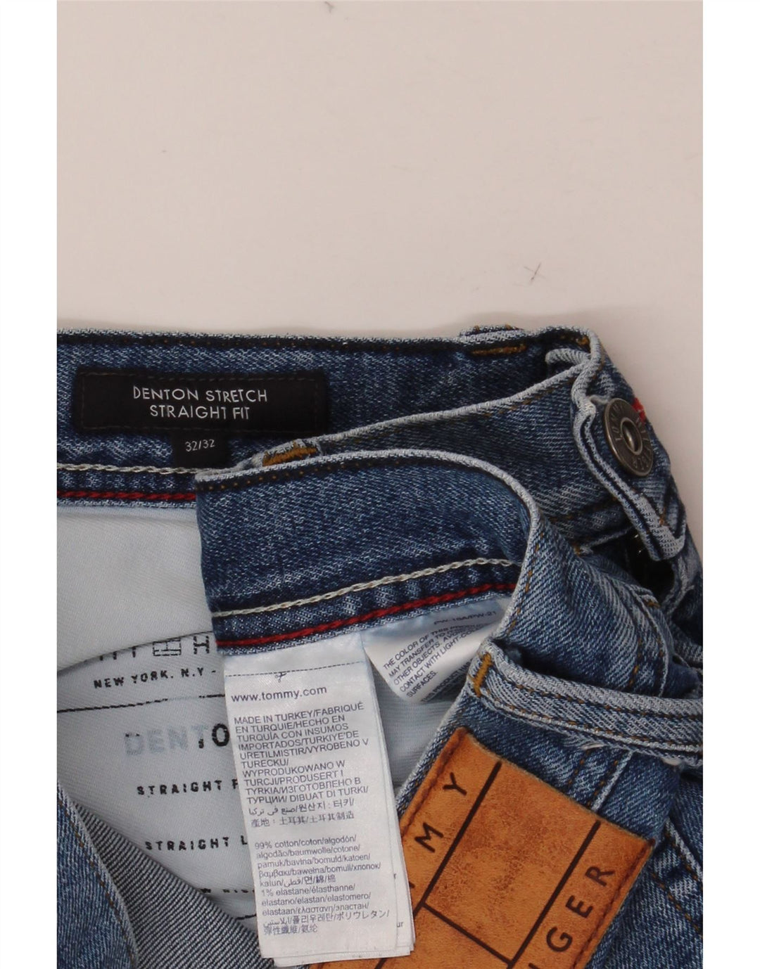TOMMY HILFIGER Masculino Denton Straight Jeans W32 L32 Azul Algodão