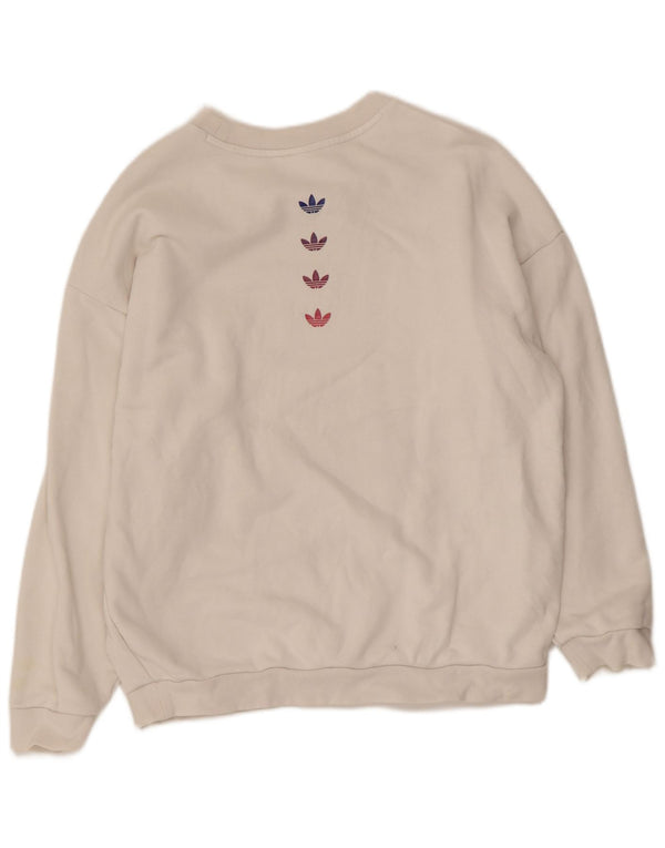 Adidas feminino gráfico oversized moletom jumper reino unido 10 pequeno algodão branco