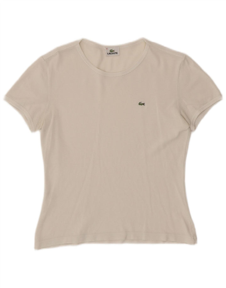 Camiseta feminina LACOSTE tamanho superior 42 grande branco