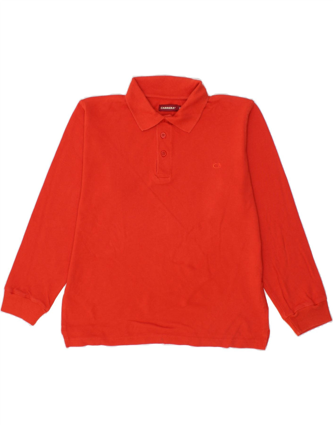 CARRERA Mens Long Sleeve Polo Shirt Medium Red Cotton Vintage Carrera and Second-Hand Carrera from Messina Hembry 