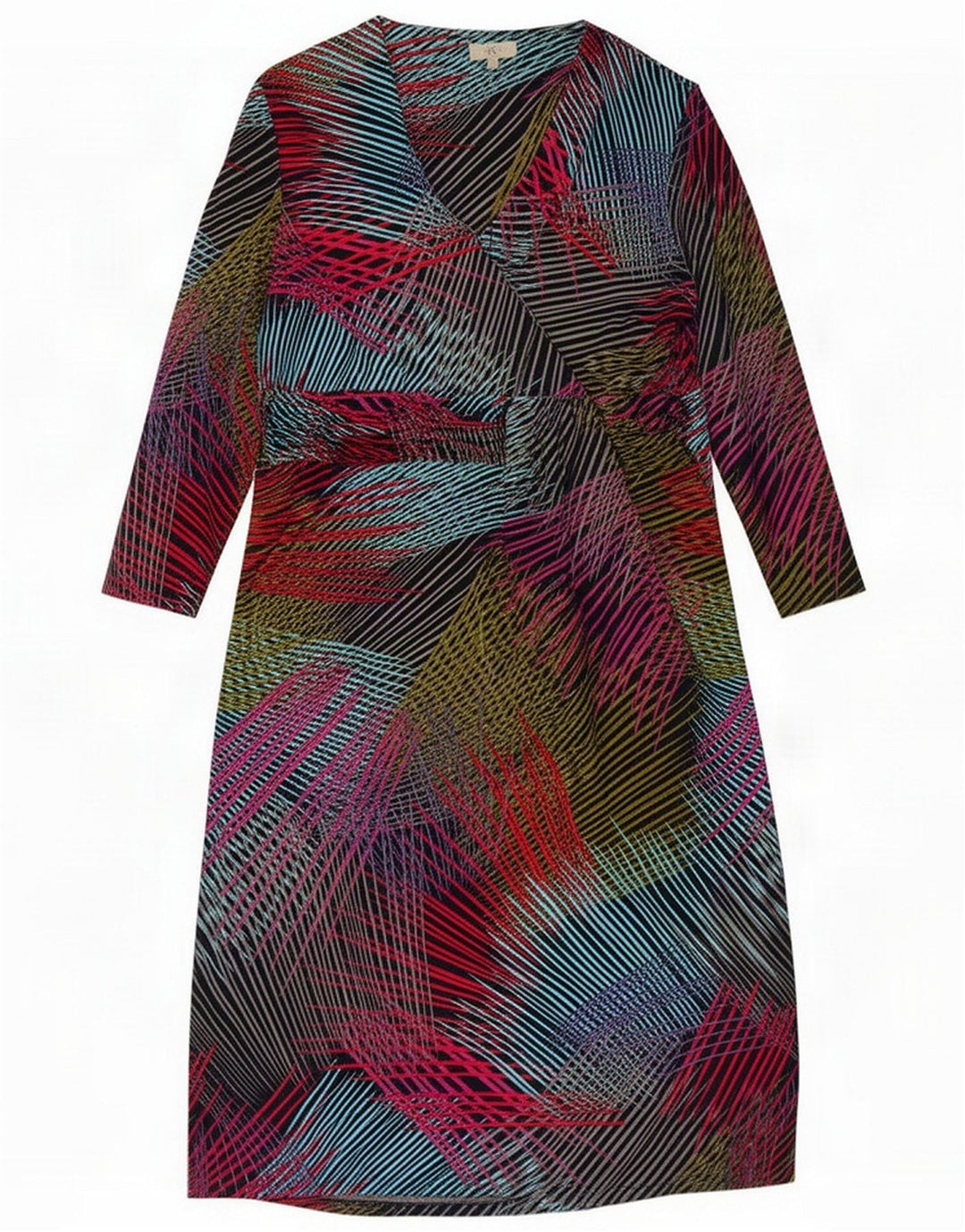 CC Vestido feminino com bainha com padrão abstrato Reino Unido 14 Médio multicolorido