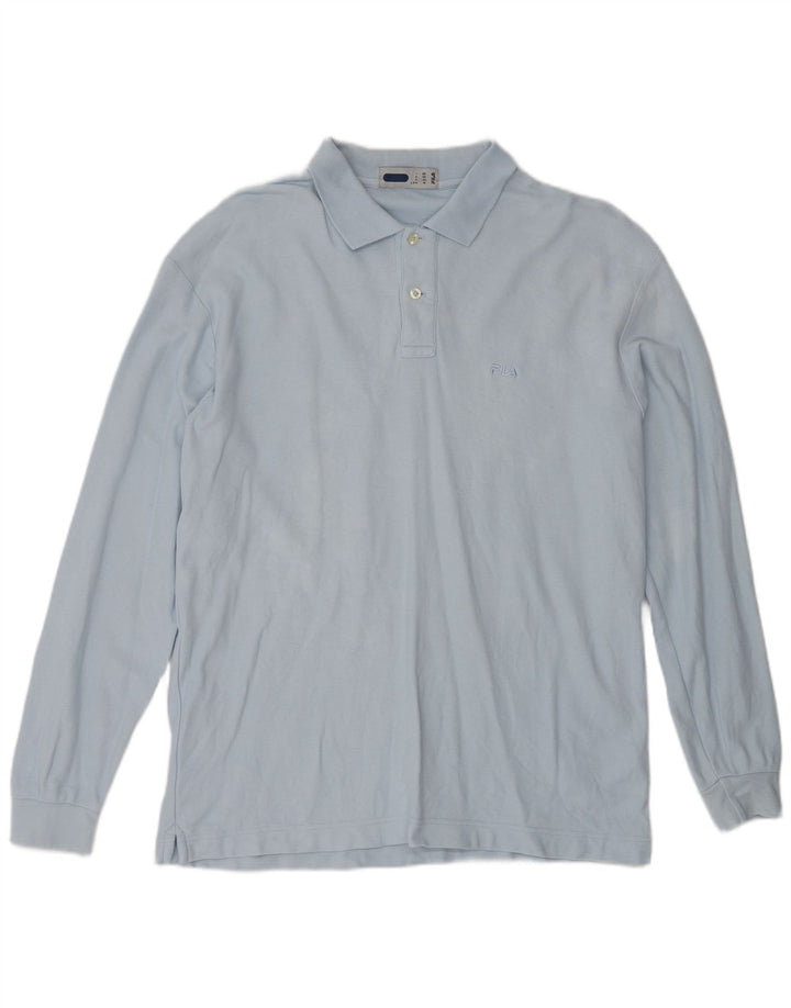 Camisa polo masculina FILA de manga comprida com ajuste solto IT 50 algodão azul médio