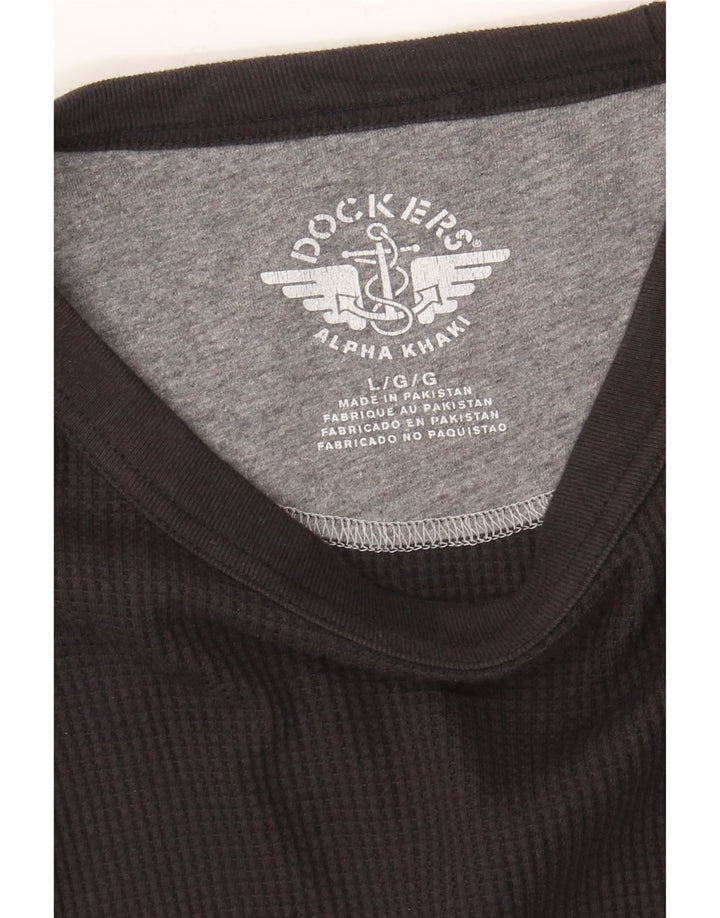 DOCKERS Mens Top Long Sleeve Large Black Cotton Vintage Dockers and Second-Hand Dockers from Messina Hembry 